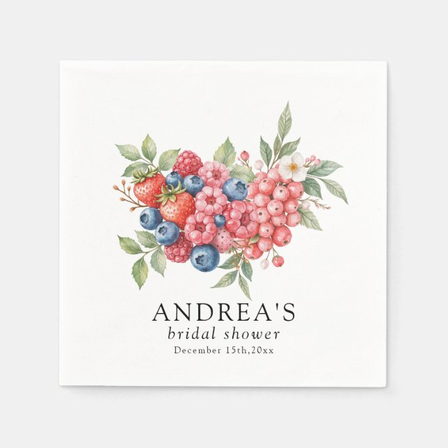 Guardanapo De Papel Chá de panela de Berries Florestais Botânicos (Frente)