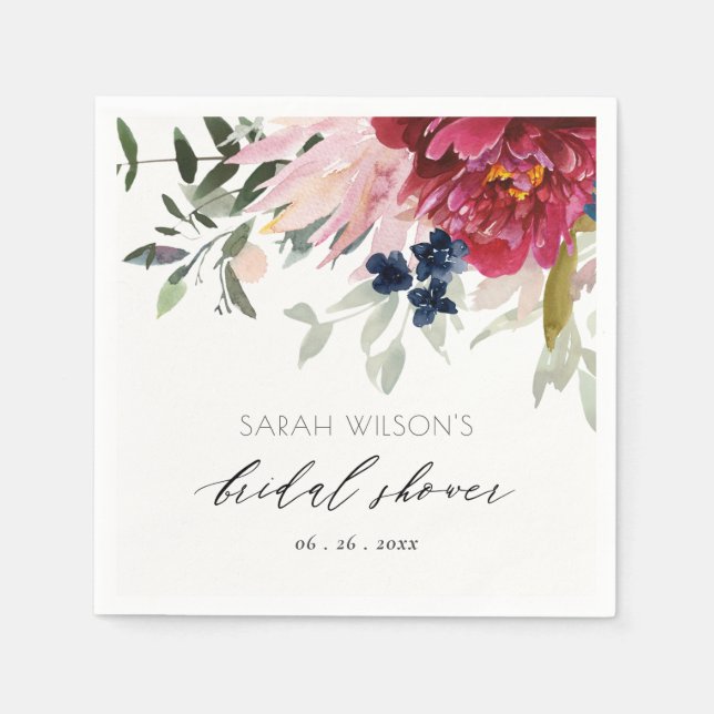 Guardanapo De Papel Chá de panela de Bunch Floral Azul Blush (Frente)