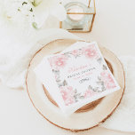Guardanapo De Papel Chá de panela de Casamento com Rosa de Aquarela Ro<br><div class="desc">O elegante e romântico design de guardanapo de chá de panela de de casamento apresenta texto personalizado de pincel e cinza de peão que pode ser personalizado para o evento da noiva, enquadrado por uma borda de rosas cor-de-rosa macia com folhas verdes / cinzas. Flores têm uma bela aparência pintada...</div>