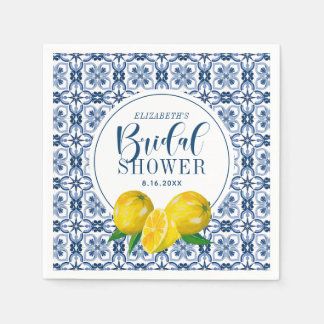 Guardanapo De Papel Chá de panela de Casamento de Azulejo Azul Italian