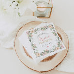 Guardanapo De Papel Chá de panela De Casamento De Boho Floral Dourado<br><div class="desc">Estes chás de panela elegantes podem ser personalizados com o nome da noiva e a data do evento. Possui um arranjo de borda floral primavera boho de coroa de flores românticas, folhas botânicas e sotaques de penas de pássaros rústicos. O esquema de cor suave inclui tons de rosa, pêssego, creme,...</div>