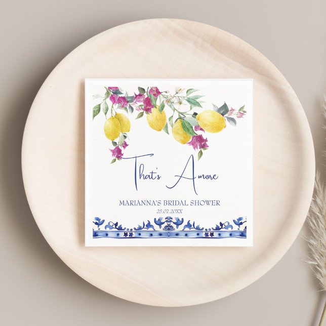 Guardanapo De Papel Chá de panela de citrinos (That's amore Italian lemons bougainvillea Mediterranean citrus bridal shower printed napkins)