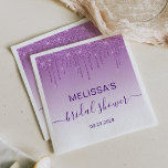 Guardanapo De Papel Chá de panela de Coleta Glitter Púrpura Chic<br><div class="desc">Estes guardanapos de papel chá de panela chic apresentam uma borda brilhante de faux glitter e fundo ombre roxo. As palavras "chá de panela" aparecem em um guião elegante roxo de escrita manual com flores no início e no fim. Personalize os guardanapos com o nome da noiva-a-ser e a data...</div>