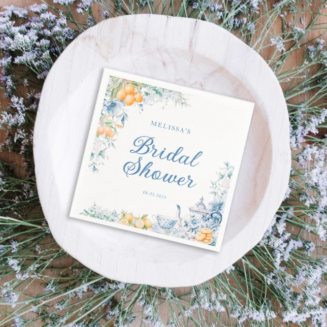 Guardanapo De Papel Chá de panela de Festa Floral e Limões de Aquarela (Criador carregado)