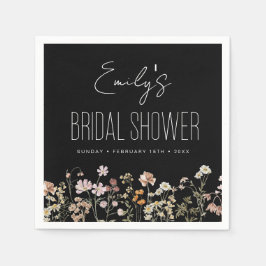 Guardanapo De Papel Chá de panela De Flor Selvagem Em Preto Bloqueado