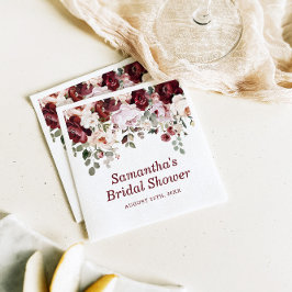 Guardanapo De Papel Chá de panela de Flores Rosa Blush Burgundy