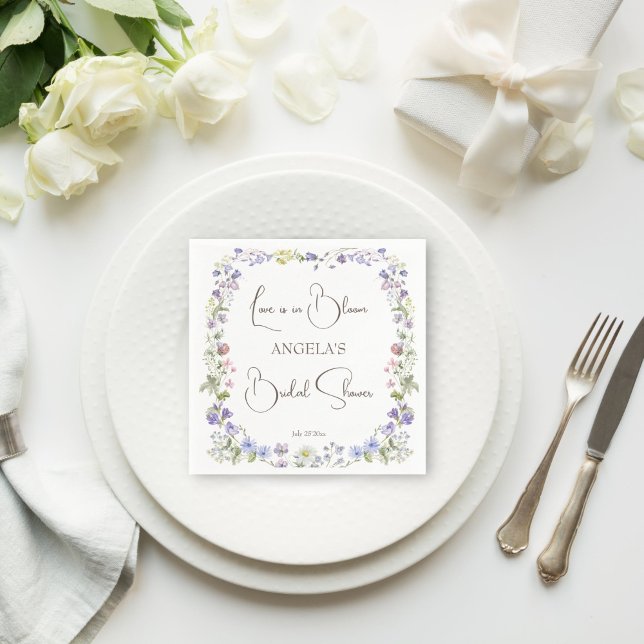 Guardanapo De Papel Chá de panela de flores silvestres (Wildflower boho flowers spring summer bridal shower personalized printed napkins template)