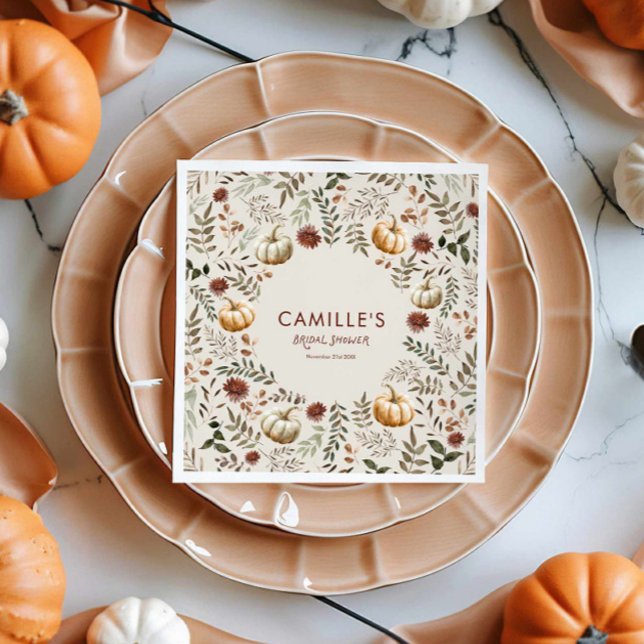 Guardanapo De Papel Chá de panela de outono de Boho Rustic Pumpkin (Rustic Pumpkin Bridal Shower Paper Napkins)