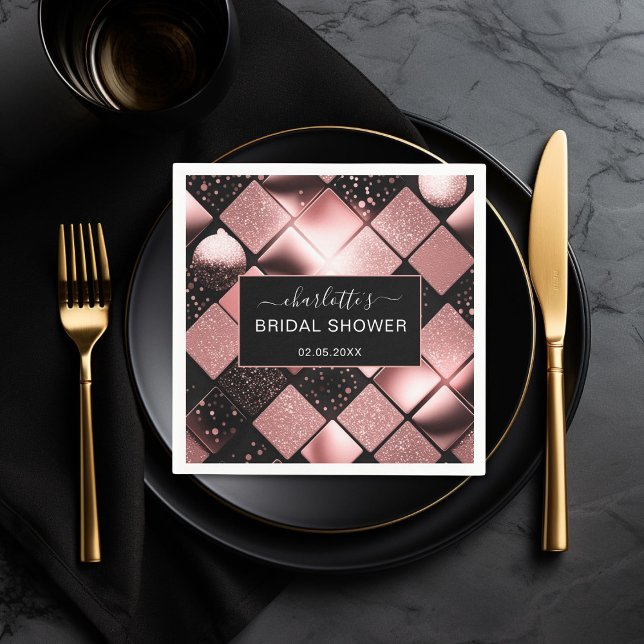 Guardanapo De Papel Chá de panela de padrão de brilho moderno (Modern Copper Glitter Pattern Bridal Shower Napkins)