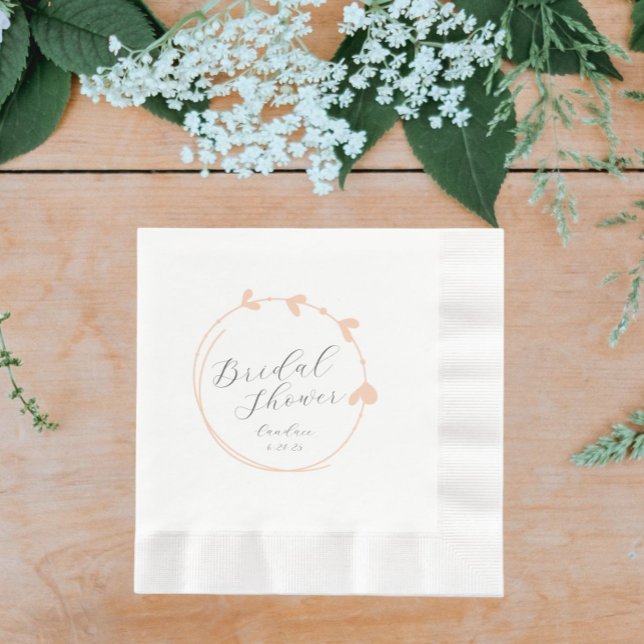Guardanapo De Papel Chá de panela de Peach Simple Heart Wreath (In Situ Wedding)