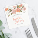 Guardanapo De Papel Chá de panela De Pêssego Floral Delicado<br><div class="desc">Na moda Floral Chá de panela guardanapos com delicada cor-de-água floral com as palavras "Chá de panela" em trendy peach brush script que é perfeito para primavera ou chá de verão. Personalize-o com seus detalhes substituindo o texto do marcador de posição. Para obter mais opções, como alterar a fonte, o...</div>