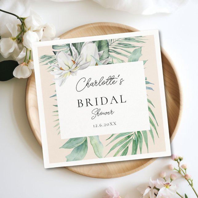 Guardanapo De Papel Chá de panela de Primavera botânico de aquarela (Personalized Watercolor Botanical Spring Bridal Shower Napkins)