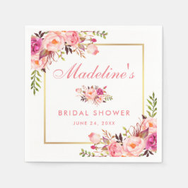 Guardanapo De Papel Chá de panela de Quadro Dourado Cor-de-Rosa Floral