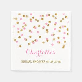 Guardanapo De Papel Chá de panela de Rosa claro Confetti Dourada