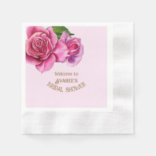 Guardanapo De Papel Chá de panela de Rosas de Aquarela Rosa Profundo