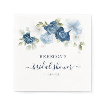 Chá de panela de Script Floral de Cor Azul Dusty