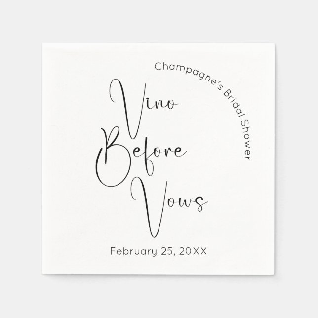 Guardanapo De Papel Chá de panela de Script Moderno Vino Antes de Voos (Frente)