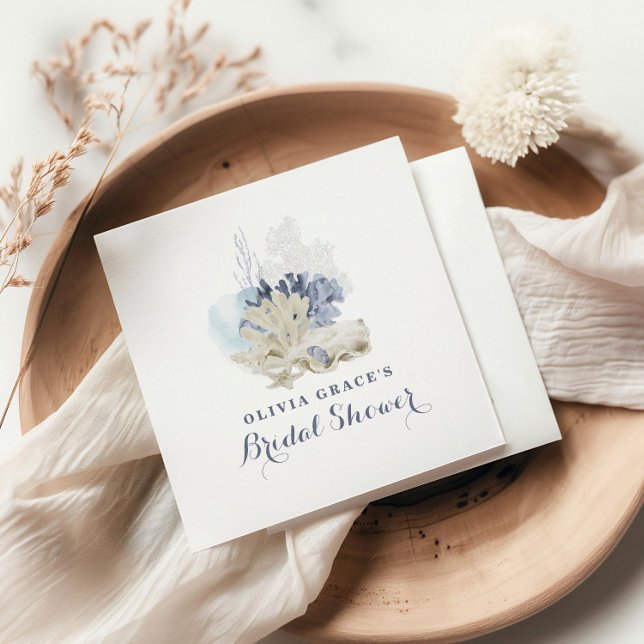 Guardanapo De Papel Chá de panela de solha azul da praia costeira (Criador carregado)