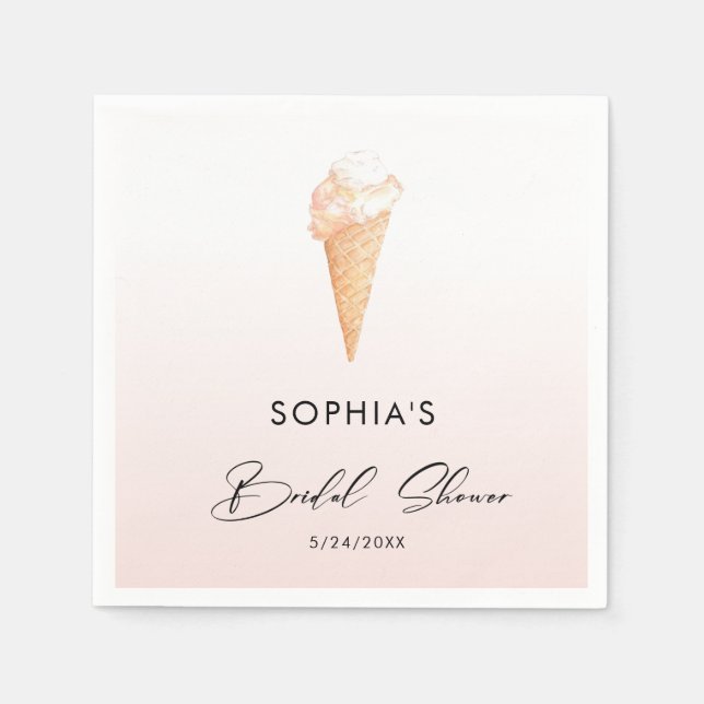 Guardanapo De Papel Chá de panela de Sorvete rosa com aquarelas Napkin (Frente)