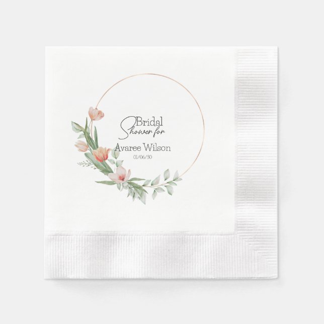 Guardanapo De Papel Chá de panela de Tulipas de Aquarela Rosa (Frente)