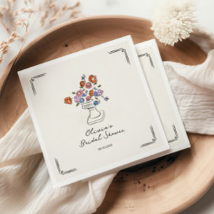 Guardanapo De Papel Chá de panela De Urn Floral Desenhado Pela Mão Qui