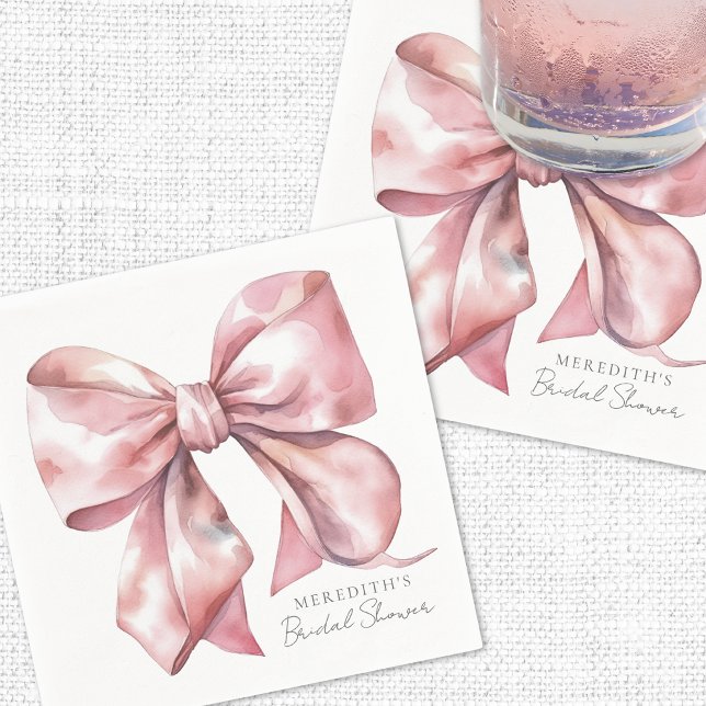 Guardanapo De Papel Chá de panela do Arco rosa pálido (Blush Pink Bow Bridal Shower Napkins)