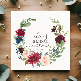 Guardanapo De Papel Chá de panela do Jardim Azul Burgundy