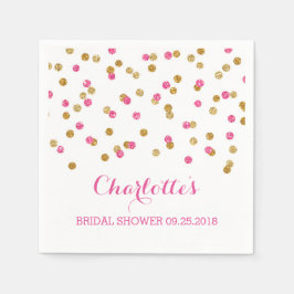 Guardanapo De Papel Chá de panela Dourado Confetti da Fuchsia Rosa