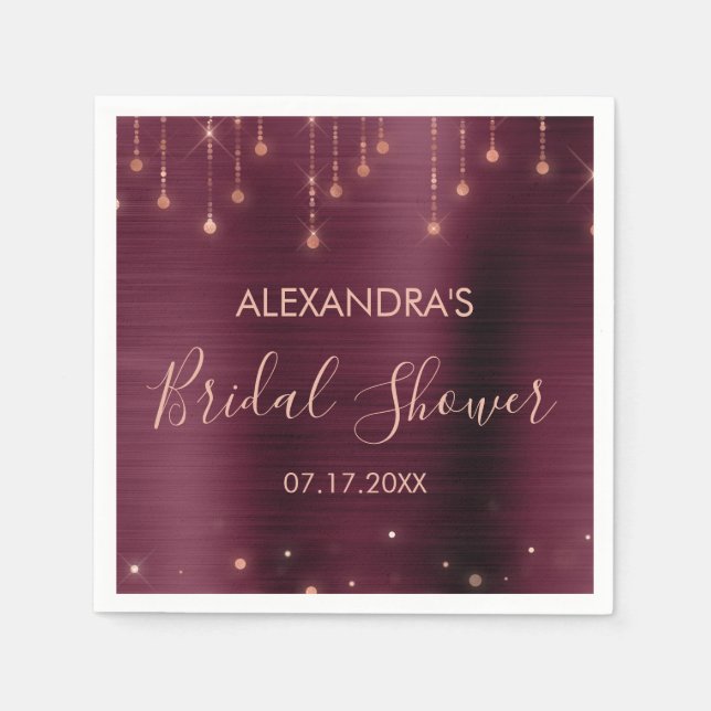 Guardanapo De Papel Chá de panela Dourado de Borgonha e Rosa (Frente)