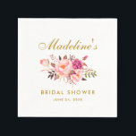 Guardanapo De Papel Chá de panela Dourado Floral Rosa Blush<br><div class="desc">Papel Dourado para Chá de panela Floral  Cor-de-Água Cor Rosa</div>