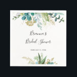 Guardanapo De Papel Chá de panela Dourado Floral Tropical Verde<br><div class="desc">Estes guardanapos de chá de panela floral tropical de ouro são perfeitos para um chá de casamento moderno. A design apresenta predominantemente folhagem verde-aquosa pintada manualmente,  associada a flores douradas.</div>