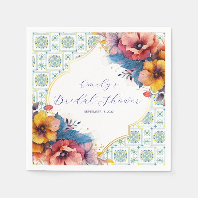 Guardanapo De Papel Chá de panela Elegante Azul do Mediterrâneo (Frente)