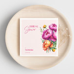 Guardanapo De Papel Chá de panela elegante de pêssego magenta cor-de-r<br><div class="desc">Pêssegos magenta cor-de-rosa,  fraldas elegantes de modelo chá de panela,  decor personalizado de louça,  cores vibrantes,  tipografia casual moderna</div>