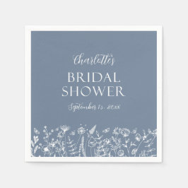 Guardanapo De Papel Chá de panela Floral Azul Elegante