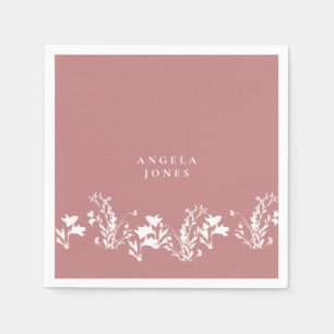 Guardanapo De Papel Chá de panela Floral Branco Dusty Rosa