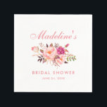 Guardanapo De Papel Chá de panela Floral Cor-de-Cobra Rosa<br><div class="desc">Papel de Chá de panela Floral Cor-de-Cobra Rosa-Cinza com Cor-de-Água Nápoles</div>