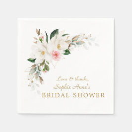 Guardanapo De Papel Chá de panela Floral Cor-de-Rosa Magnolia Branca