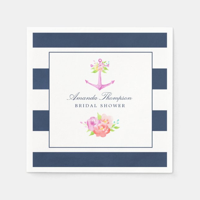 Guardanapo De Papel Chá de panela Floral de Cursos de Água Náutica (Frente)