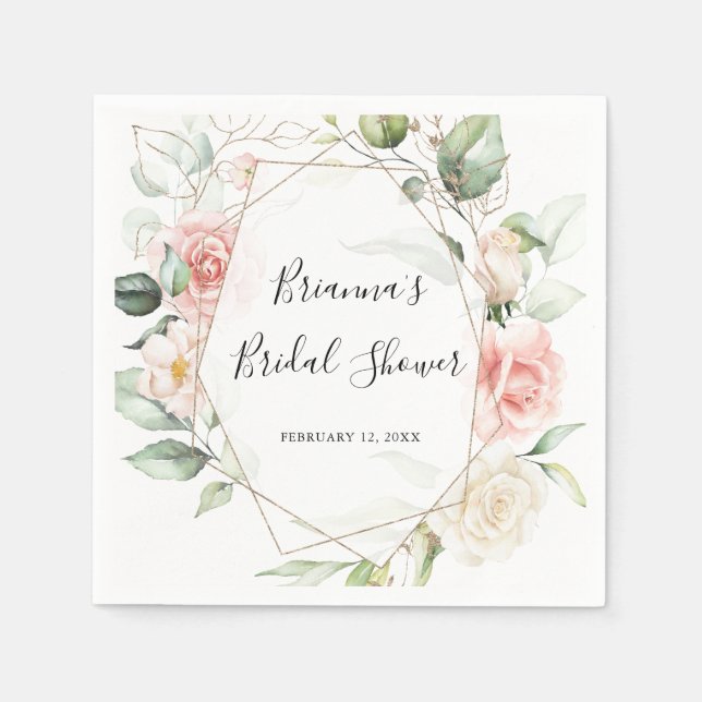 Guardanapo De Papel Chá de panela Floral Dourado Geométrico (Frente)