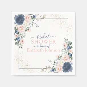 Guardanapo De Papel Chá de panela Floral Dourado Rosa Azul-Cinza Dusty