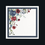 Guardanapo De Papel Chá de panela Floral marinho Azul Borgonha Aquarel<br><div class="desc">Celebrar o chá da noiva com estes bonito e elegantes guardanapos florais de cor azul-burgundy, de marinho azul-marinho, com flores de borboleta, bordados em azul-marinho e delicada caligrafia com guião manuscrito. Parte de uma suíte coordenada. Ver suite aqui: https://www.zazzle.com/collections/elegant_navy_blue_burgundy_botanical_bridal_shower-119592964187643986 Contacte o designer para produtos correspondentes. Copyright Anastasia Surridge for Elegant...</div>