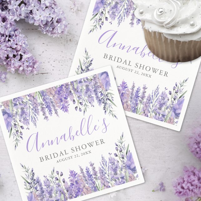 Guardanapo De Papel Chá de panela Floral Puro (Purple Floral Bridal Shower Napkins)