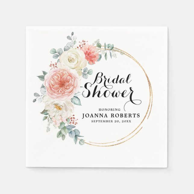 Guardanapo De Papel Chá de panela Floral Rosa Pink Pastel de Pêssego d (Frente)