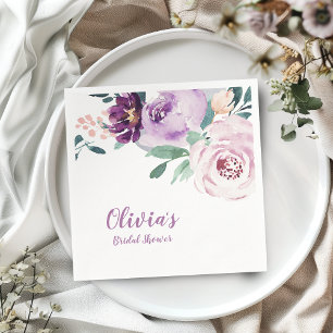Guardanapo De Papel Chá de panela floral roxo botânico de florescên