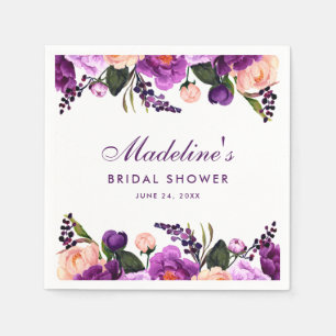 Guardanapo De Papel Chá de panela floral roxo ultravioleta