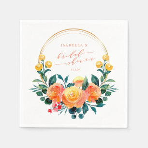 Guardanapo De Papel Chá de panela Floral Rustic Orange Watercolor