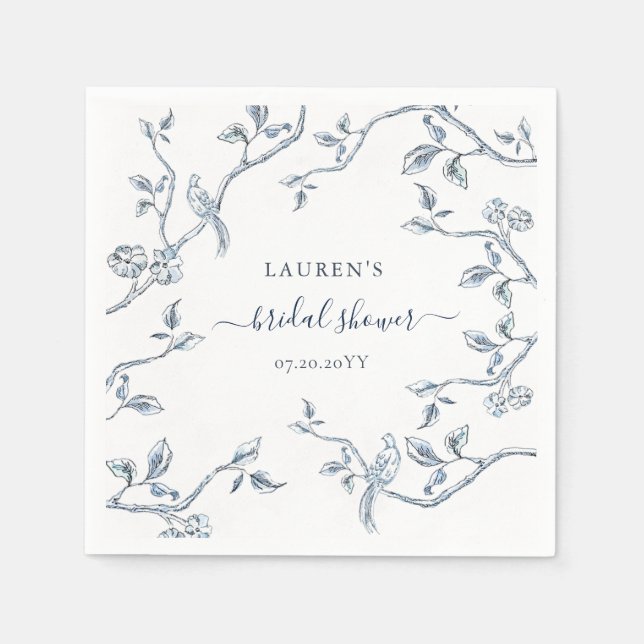 Guardanapo De Papel Chá de panela francês azul e branco (Frente)