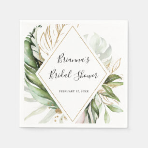 Guardanapo De Papel Chá de panela geométrico Dourado de verde tropical