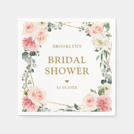 Guardanapo De Papel Chá de panela Geométrico Dourado Floral Cor-de-Ros