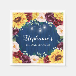 Guardanapo De Papel Chá de panela Girassol Queda Floral Marinho Azul